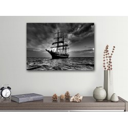 Tablou Canvas Corabie in larg Alb negru