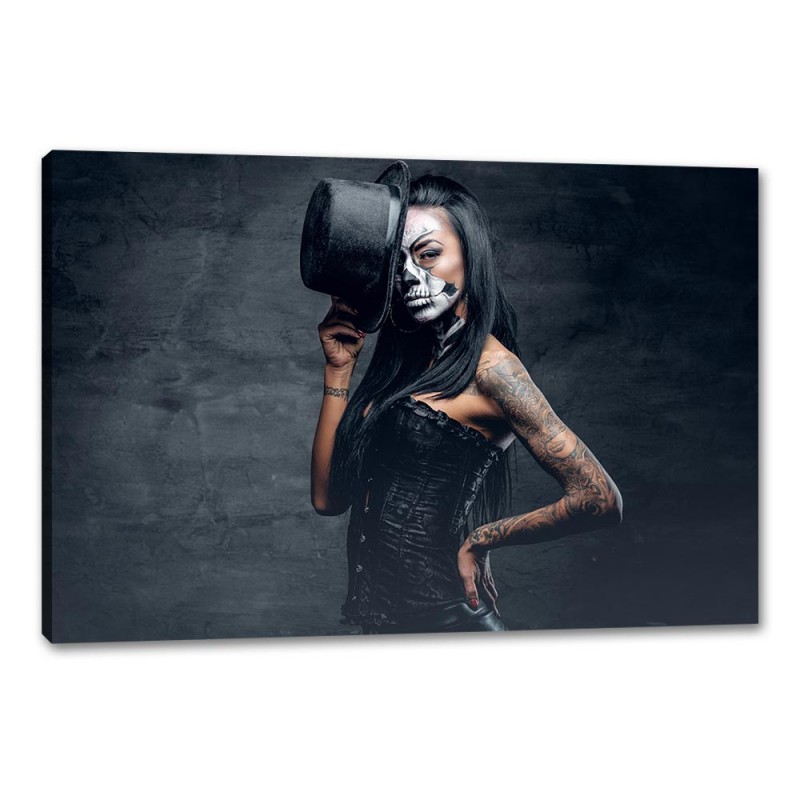 Tablou Canvas Fata cu tatuaje si palarie