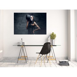 Tablou Canvas Fata cu tatuaje si palarie