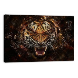 Tablou Canvas Tigru, Foc si Sticla