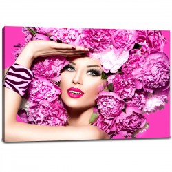 Tablou Canvas - Fashion model cu flori