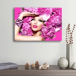 Tablou Canvas - Fashion model cu flori