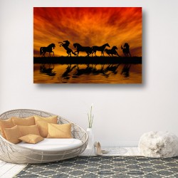 Tablou Canvas - Siluete cai Tablou Canvas - Siluete cai