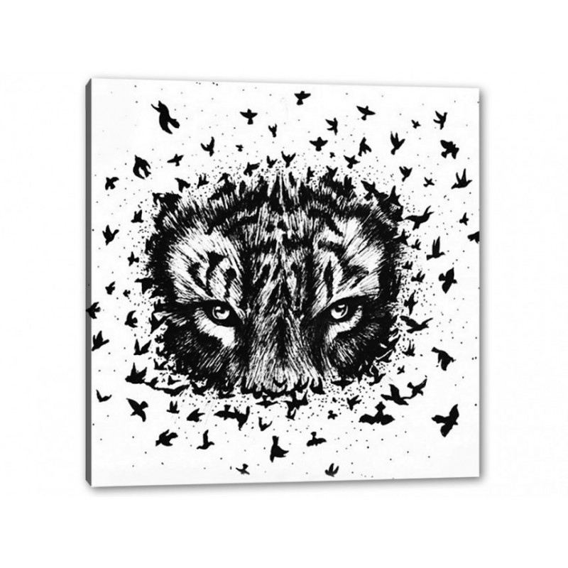 Tablou Canvas Cap De Leu Inconjurat De Pasari Tablou Canvas Cap De Leu Inconjurat De Pasari