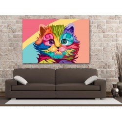 Tablou Canvas Pisica Multicolor