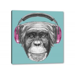 Tablou Canvas Maimuta Cu Casti