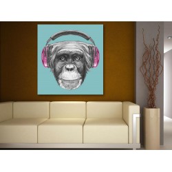 Tablou Canvas Maimuta Cu Casti