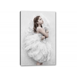 Tablou Canvas Fetita In Rochie Cu Pene