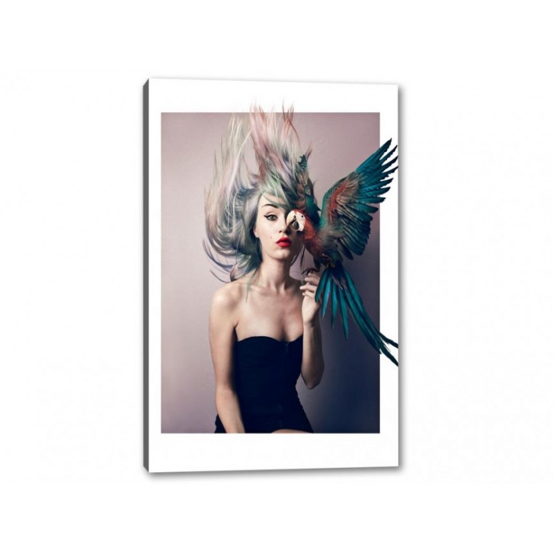 Tablou Canvas Fata Cu Papagal