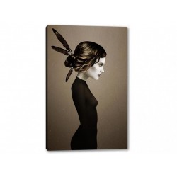 Tablou Canvas Trup De Femeie Cu Pene In Par