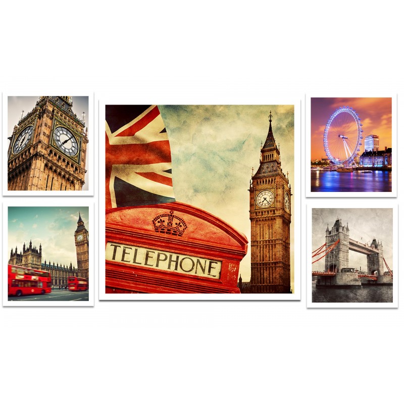 Set tablou Multicanvas Obiective Londra