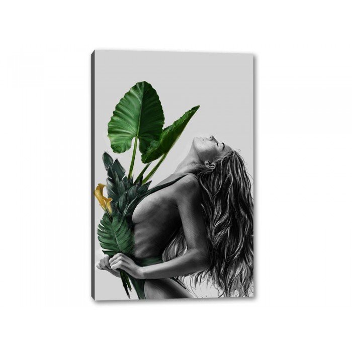 Tablou Canvas Fata Cu Frunza