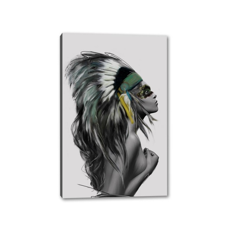 Tablou Canvas Indianca Cu Pene